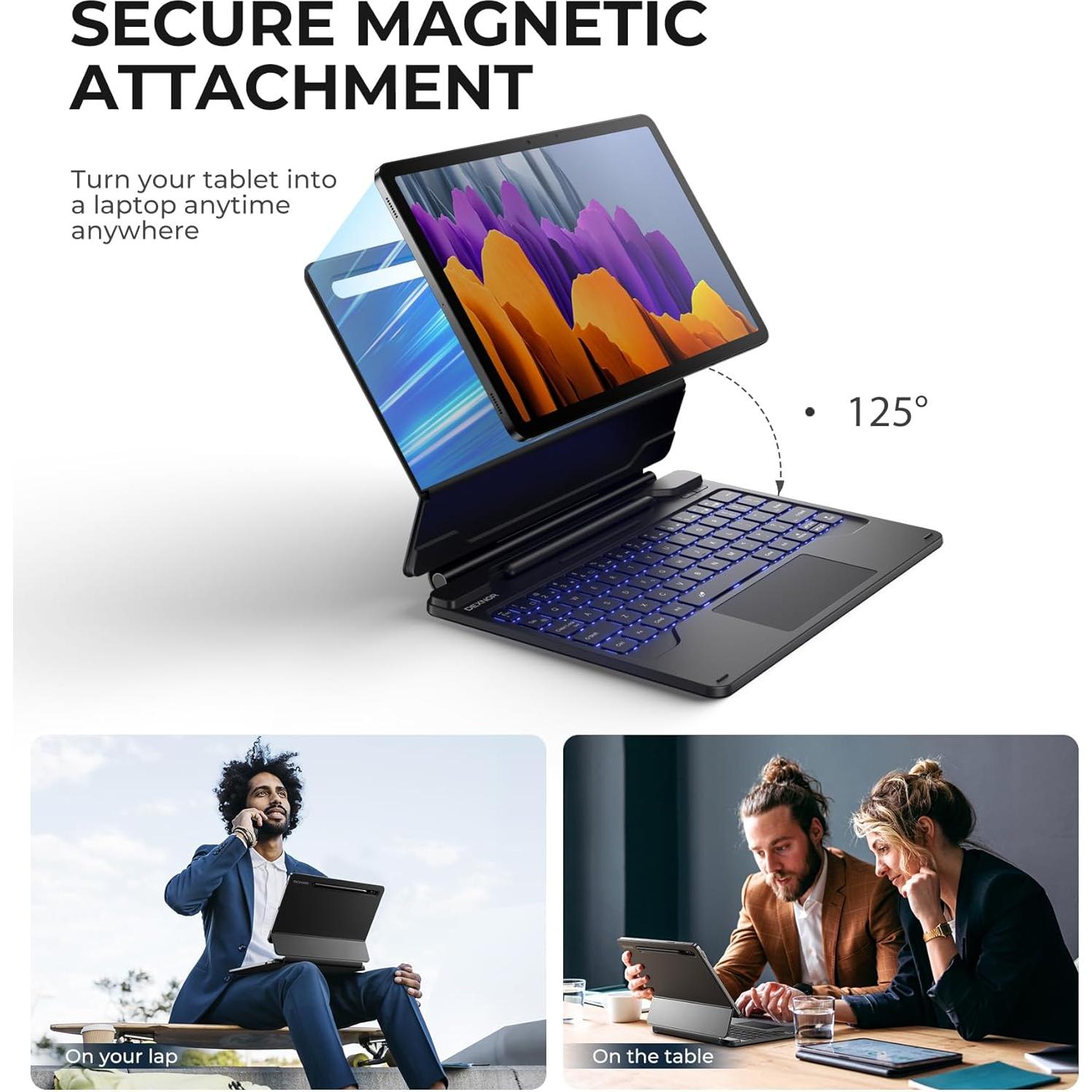 Funda teclado Dexnor para Galaxy Tab S9 FE 10.9" - Negro