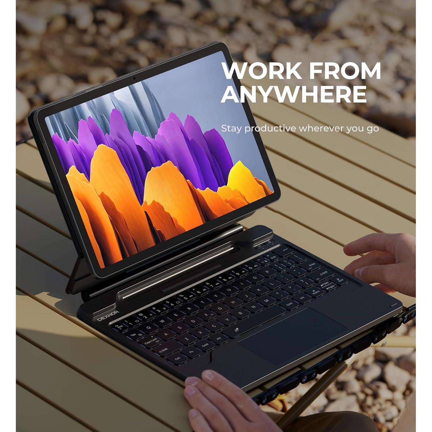 Funda teclado Dexnor para Galaxy Tab S9 FE 10.9" - Negro