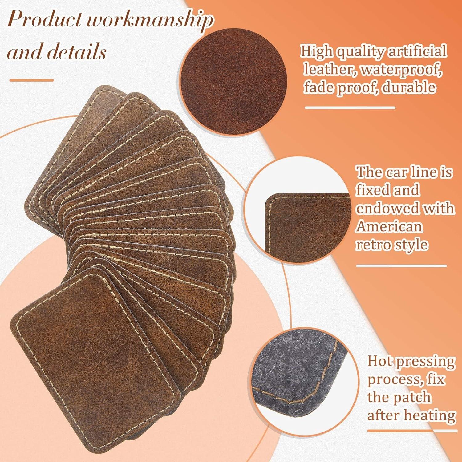 Dunzy 60 Pcs Parches de Cuero Sintético Adhesivos 8.9x6.4cm