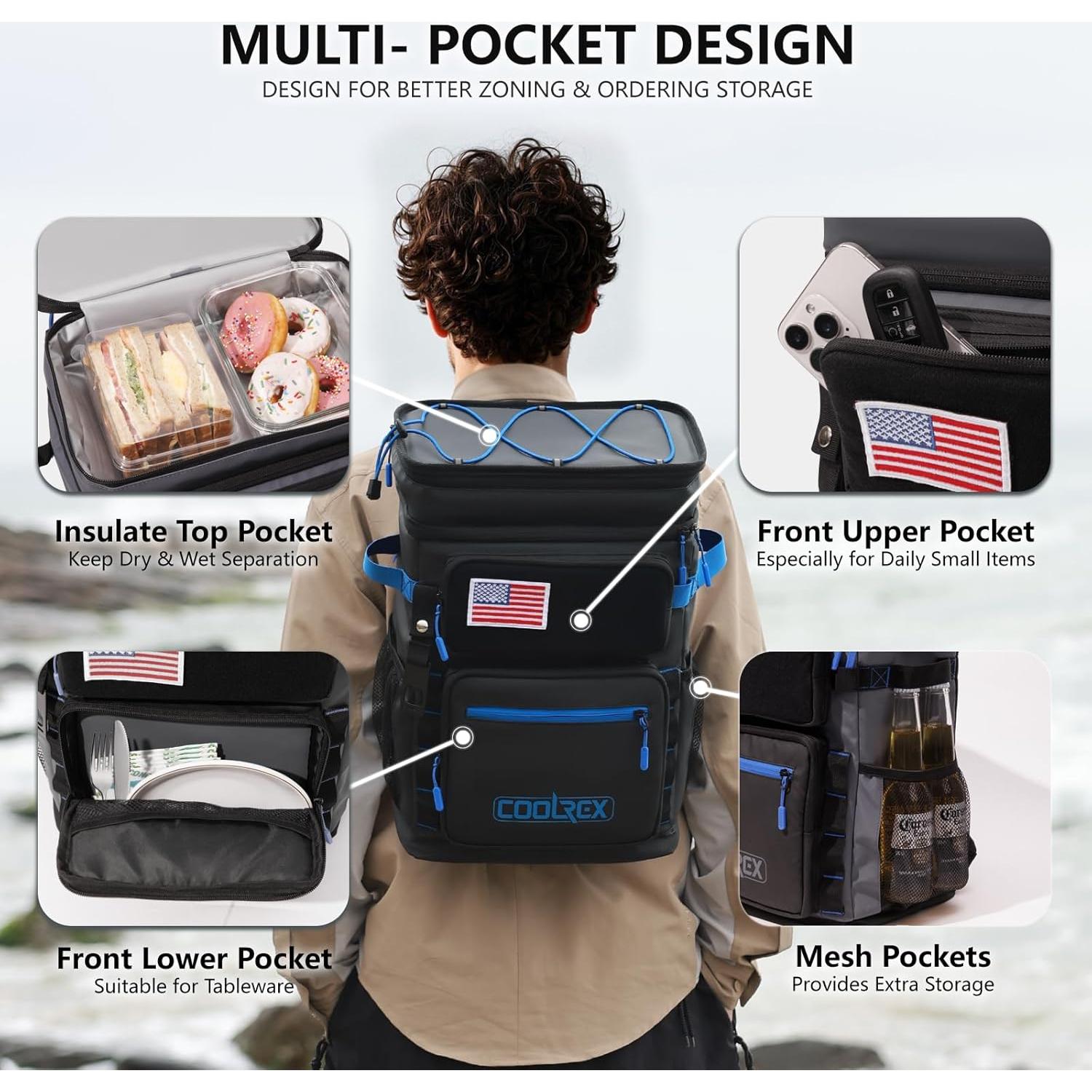 Mochila Enfriadora COOLREX 36 Latas Impermeable 22.7L