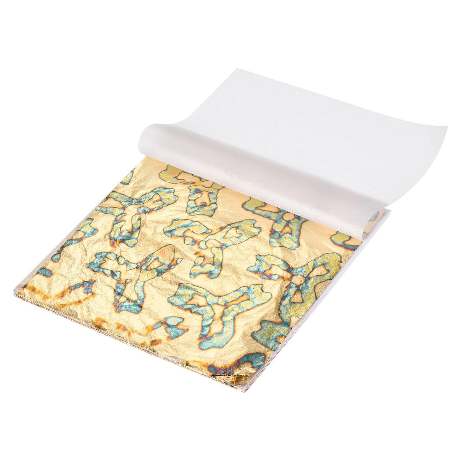 Hojas de Oro Imitación MECCANIXITY 50 Pcs 14x14cm Decoración