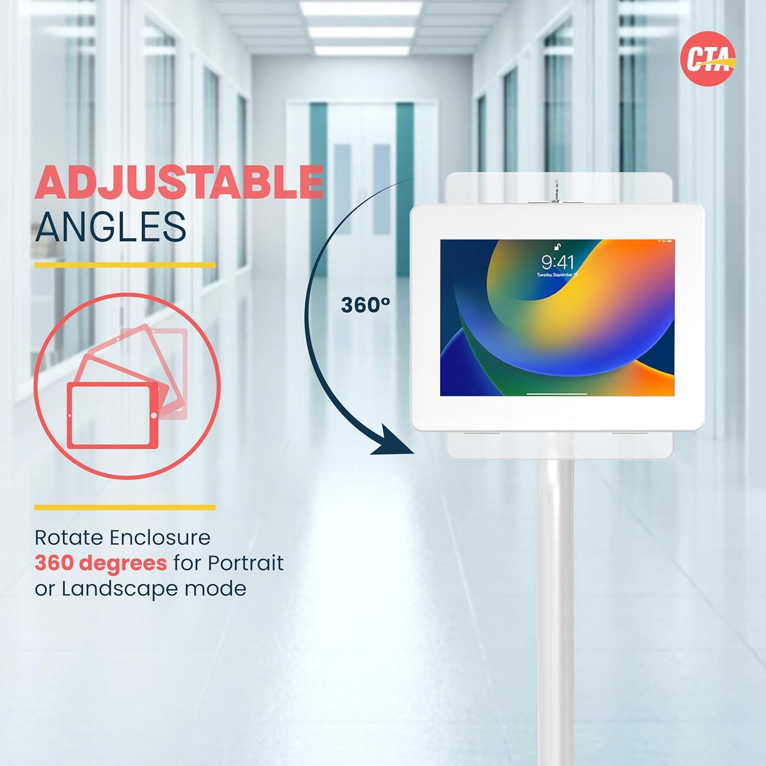 Soporte de Piso Ajustable Antirrobo CTA para Tablets - Blanco