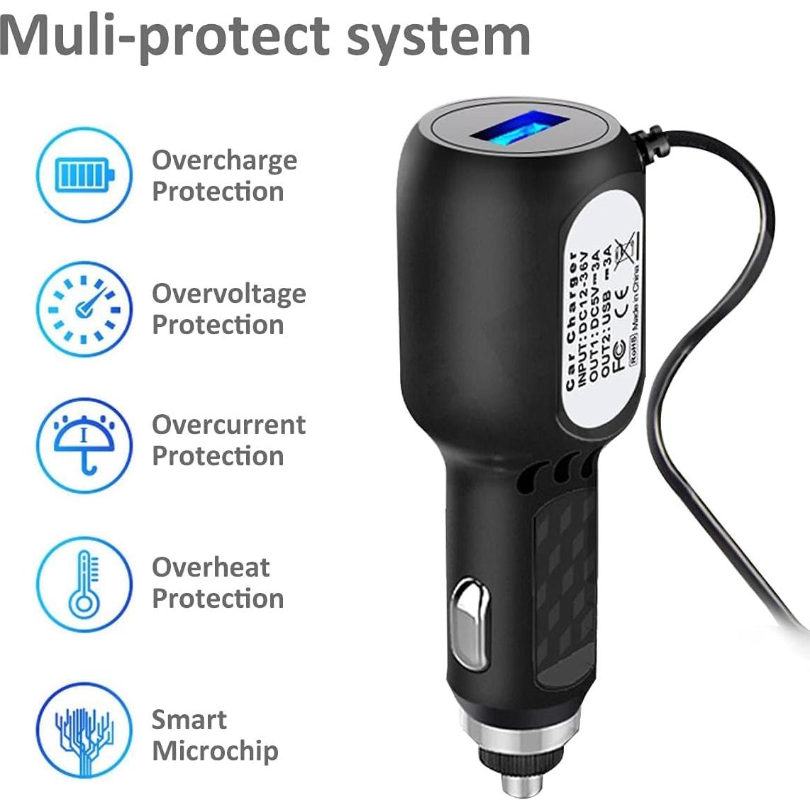 Cable de Cargador Mini USB ATYFUER 3.5m para Dash Cam y GPS