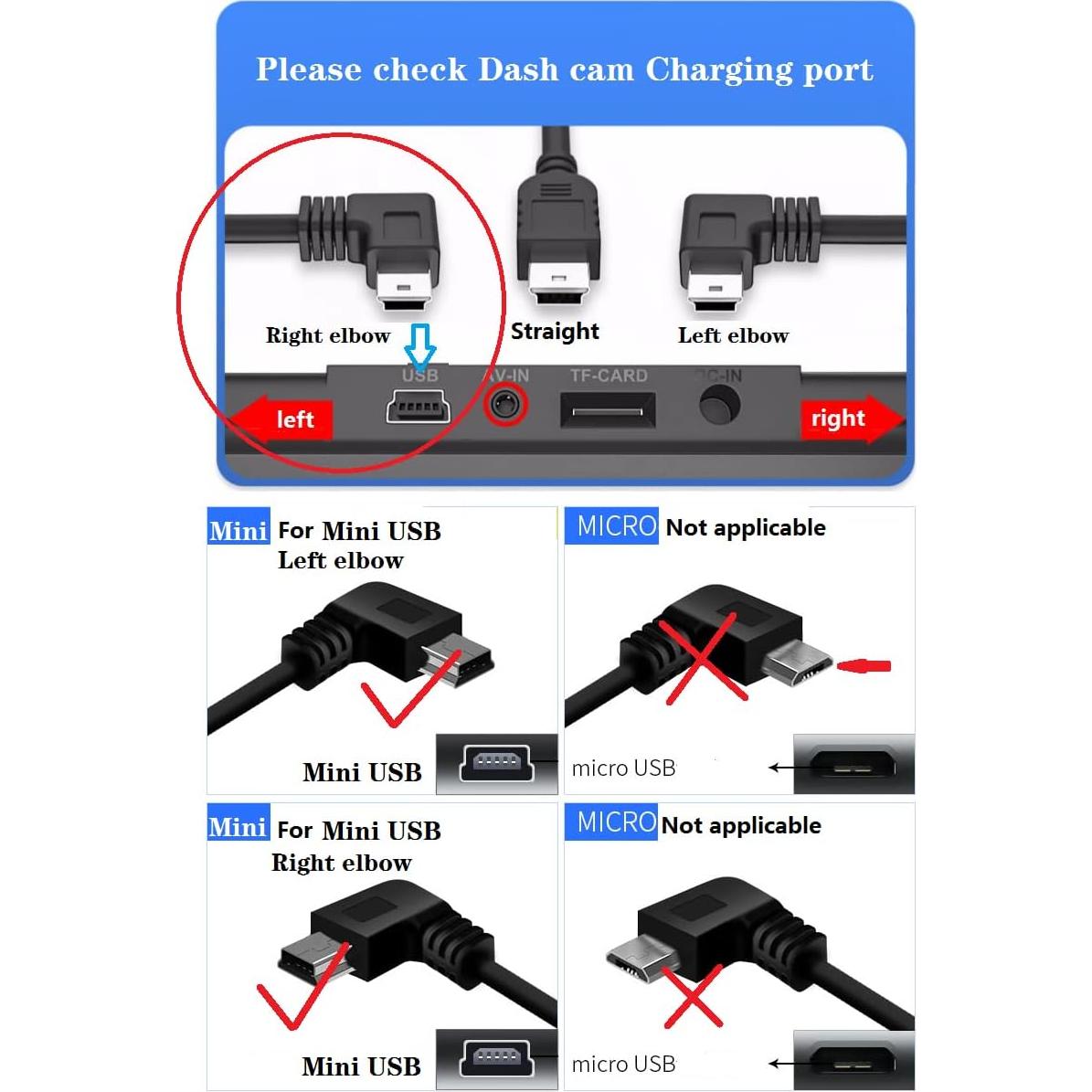 Cable de Cargador Mini USB ATYFUER 3.5m para Dash Cam y GPS