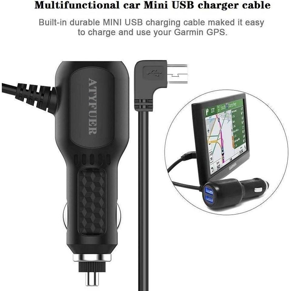 Cable de Cargador Mini USB ATYFUER 3.5m para Dash Cam y GPS