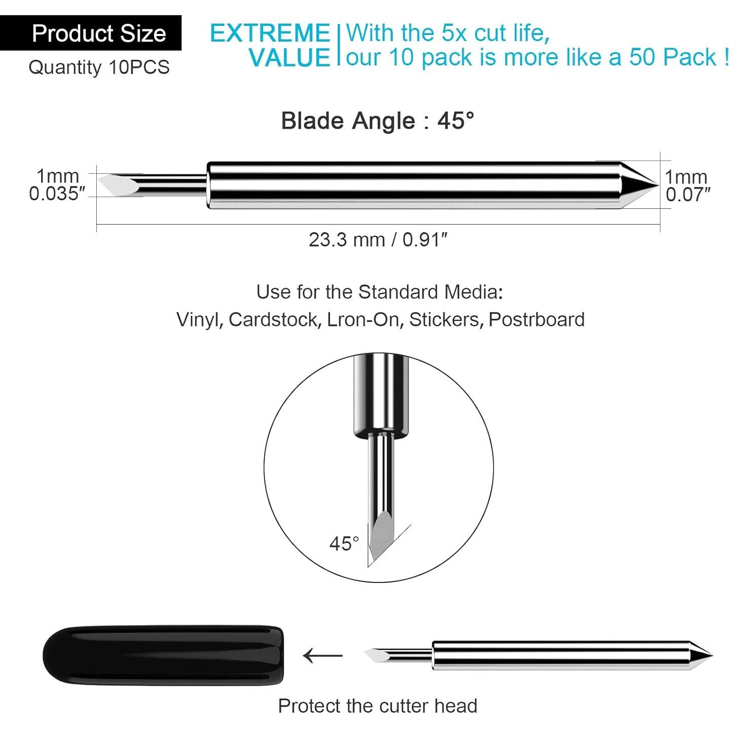 Cuchillas de Corte Hadwoer 10PCS Punta Fina para Maker y Explore