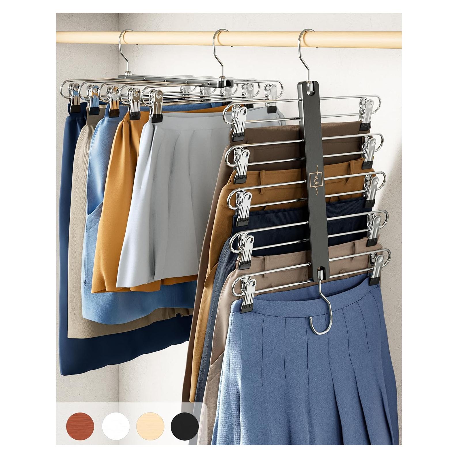 Perchas para Falda MORALVE - 2 Paquete de Madera de Haya