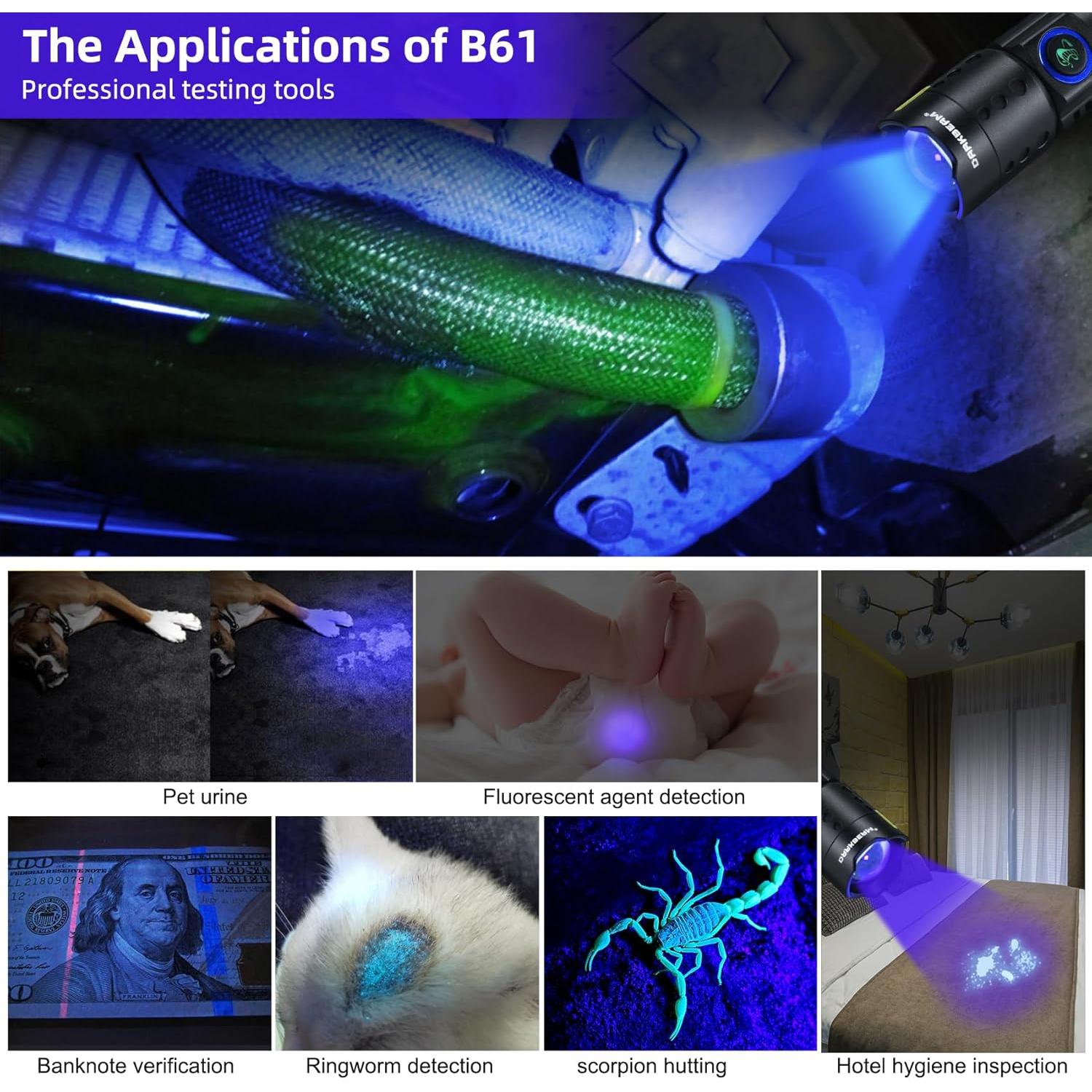 Linterna UV 365nm DARKBEAM Recargable USB-C Resistente al Agua