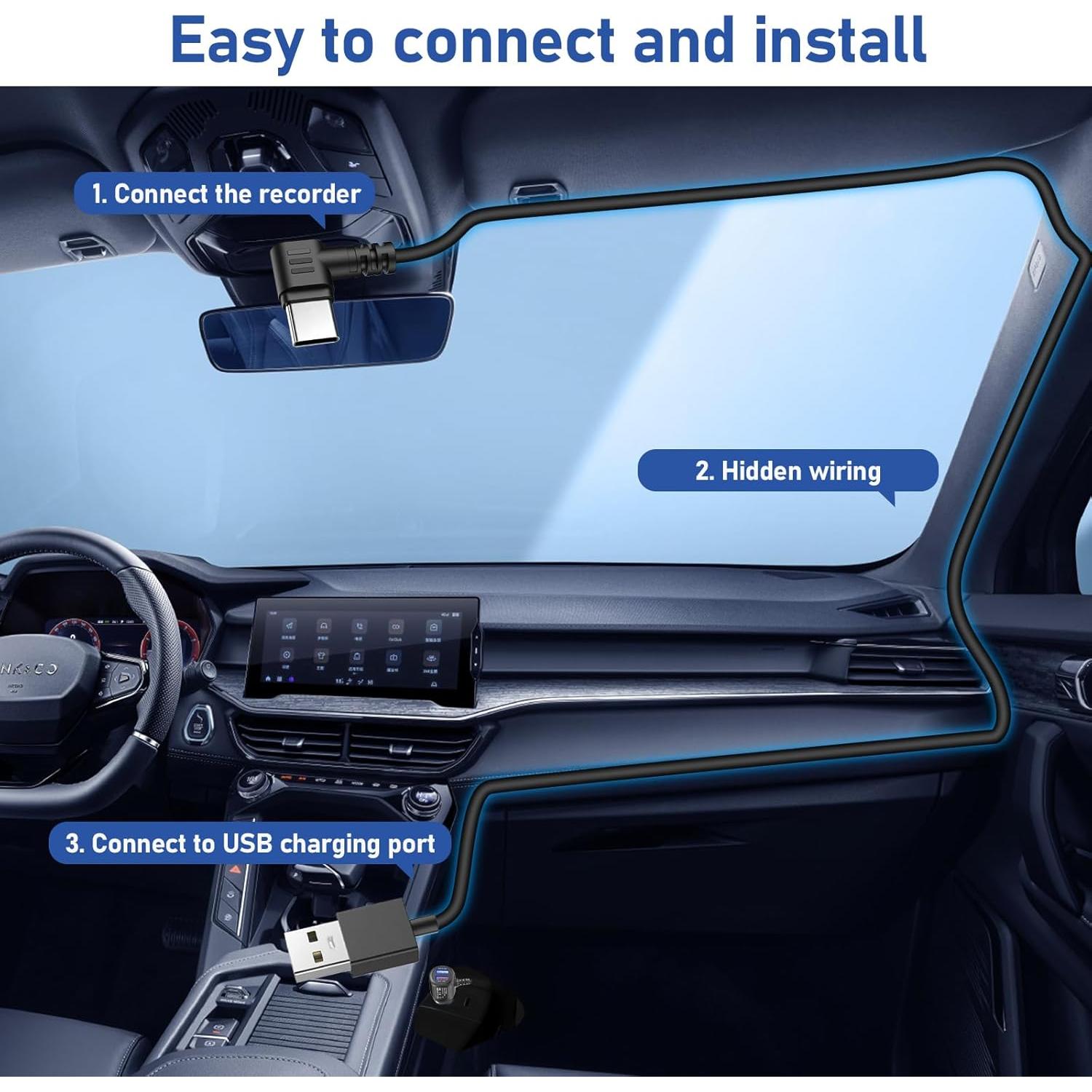 Cable de Alimentación USB-C para Cámara de Tablero 2m