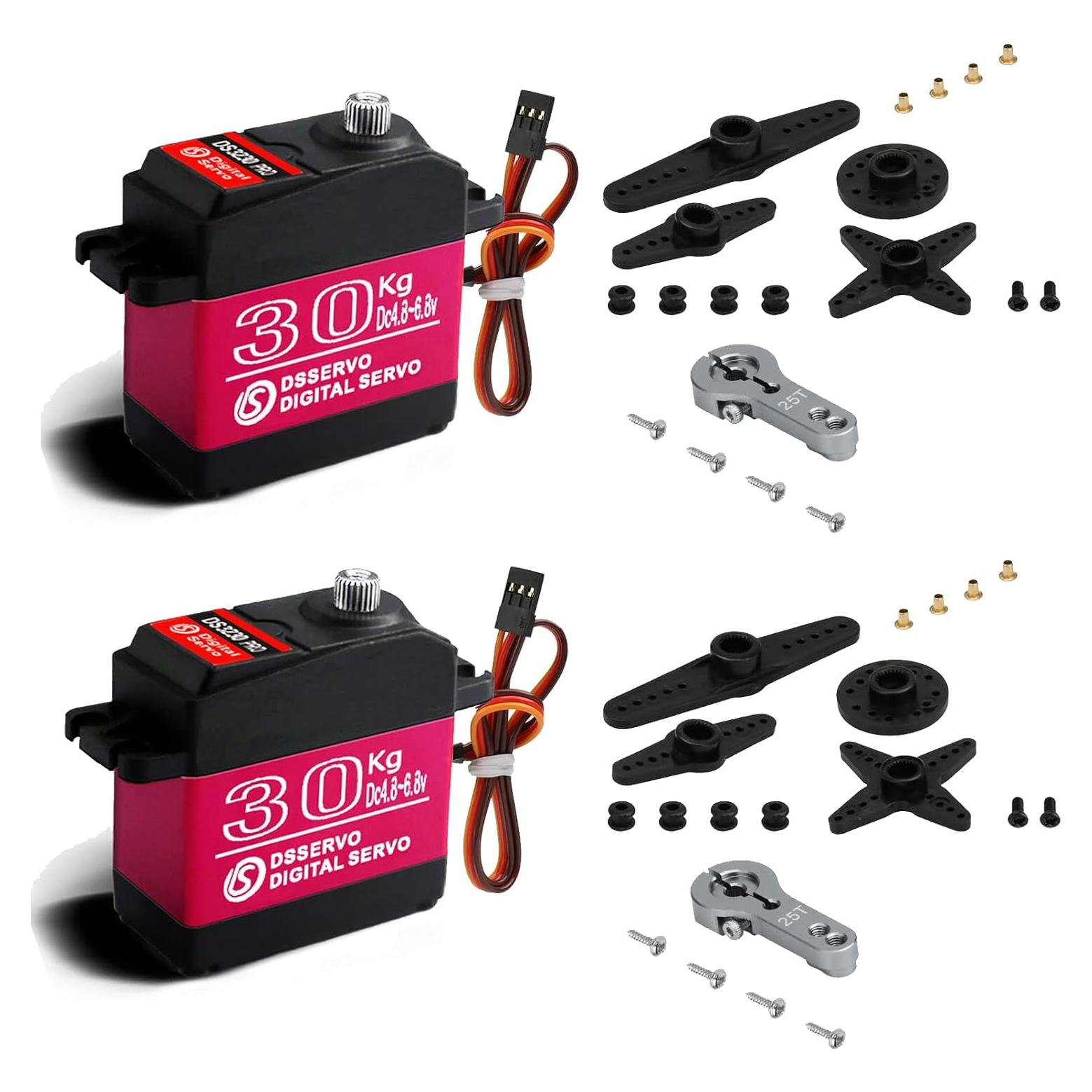 Paquete de 2 Servomotores HOOYIJ DS3230MG 30KG a Prueba de Agua