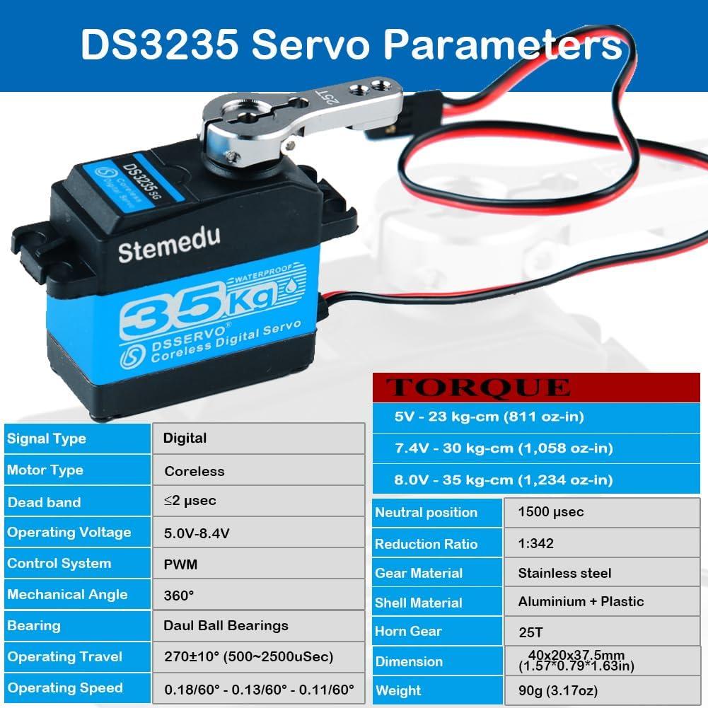 Servo Digital Estanco Stemedu 35kg 7.4V para RC