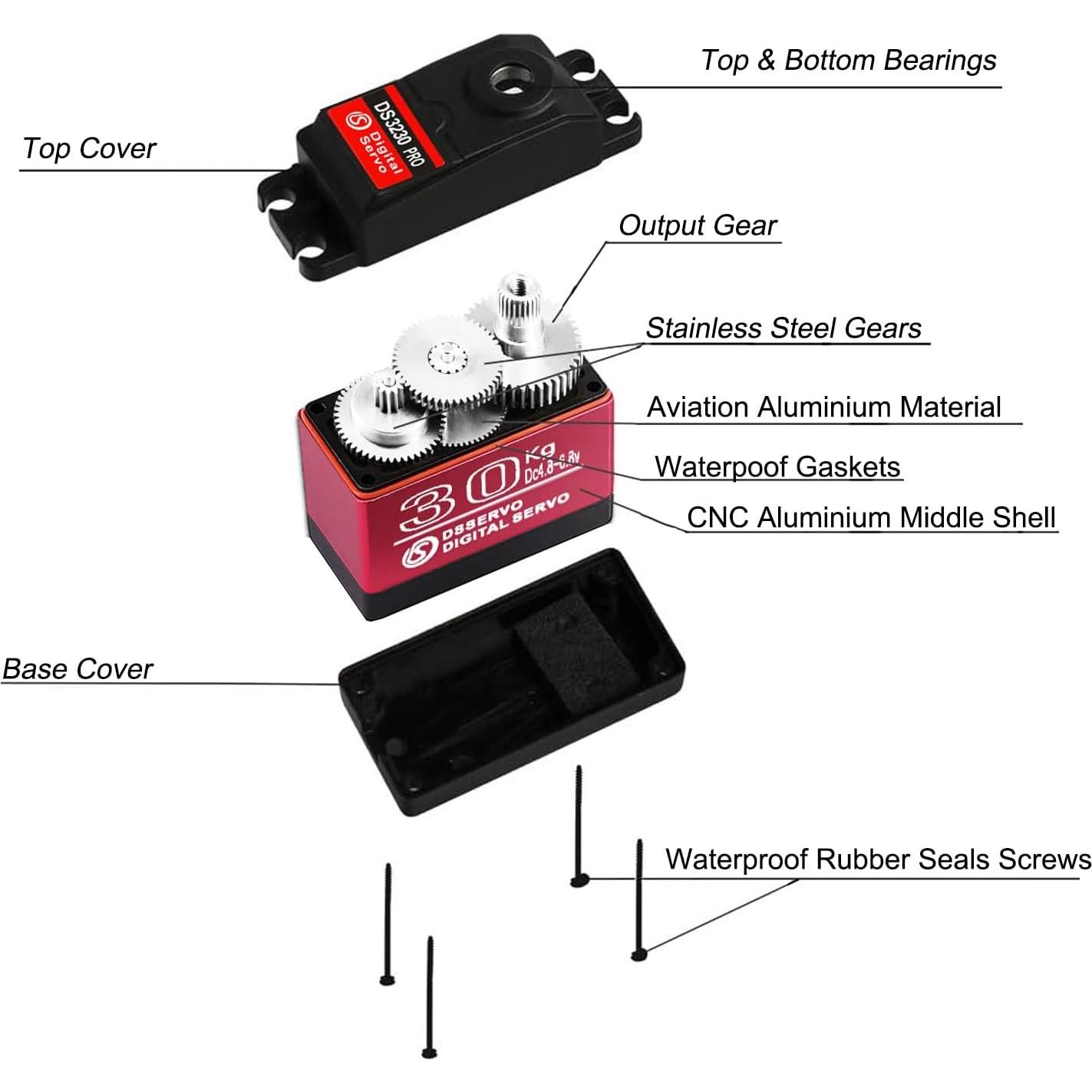 2Pack Servo Digital HOOYIJ 30KG 270° a Prueba de Agua