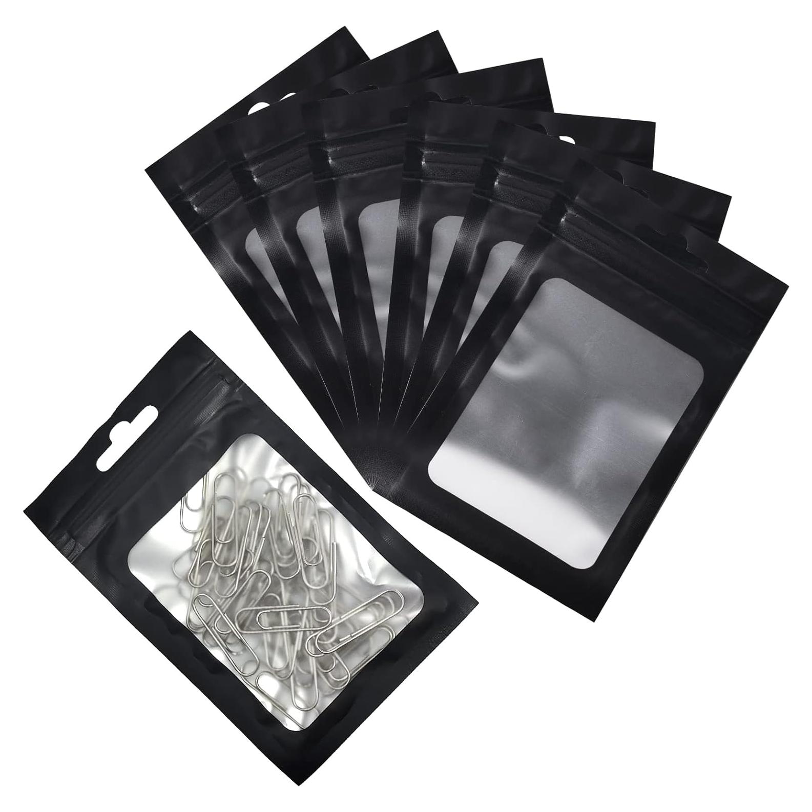 200 Bolsas de Cierre Mylar Auhafaly 7.6x11.9 cm Negro