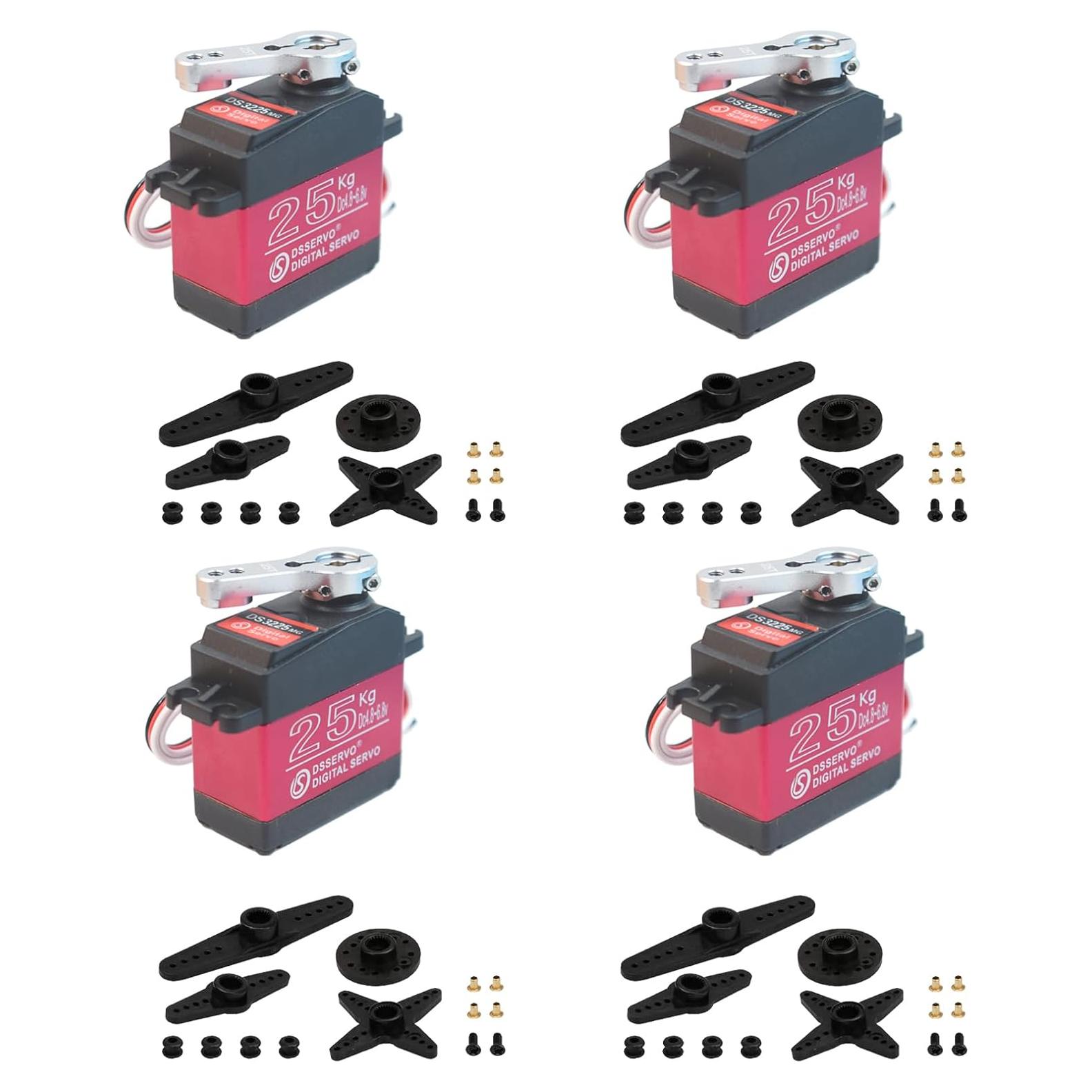 Paquete de 4 Servos RC Digitales HOOYIJ 25KG Impermeables