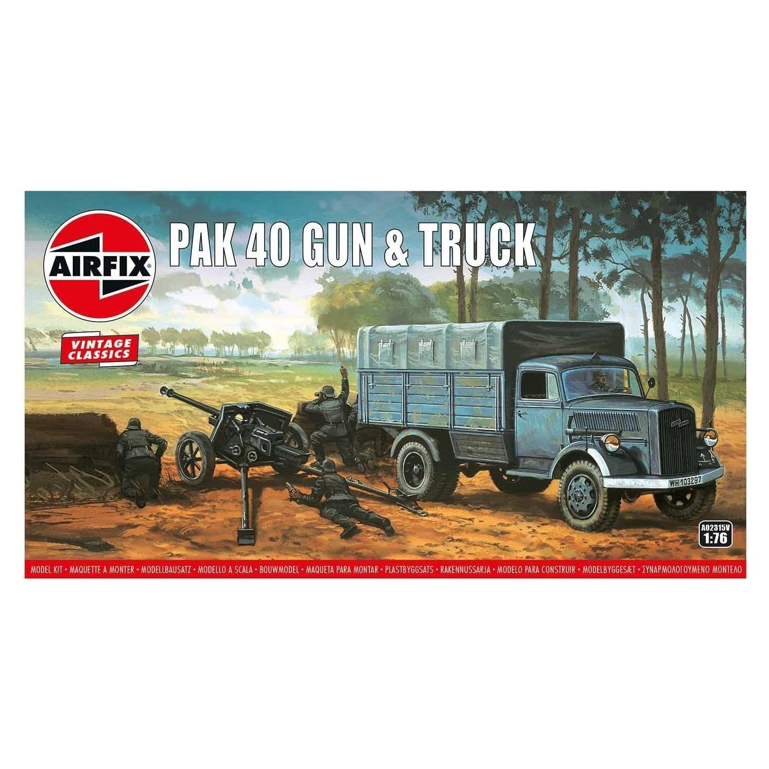 Kit de Modelo Airfix Pak 40 Gun & Truck Escala 1:76