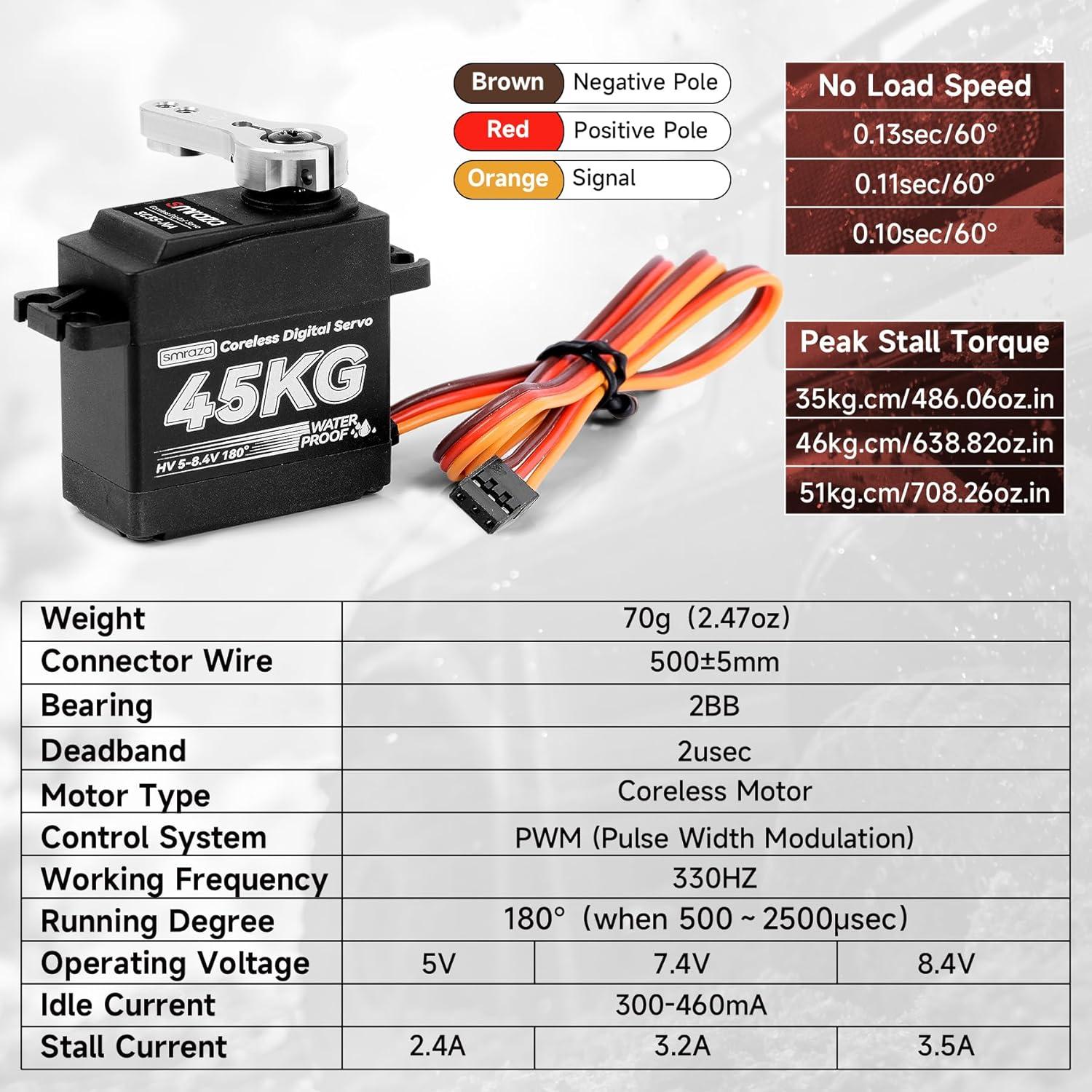 Servo Digital Smraza 45KG 180° a Prueba de Agua para RC