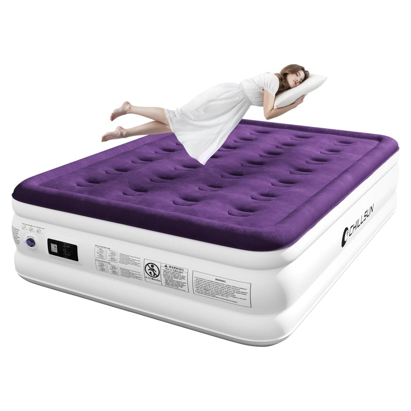 Colchón de Aire CHILLSUN Doble 18" Elevado con Bomba 7.13kg