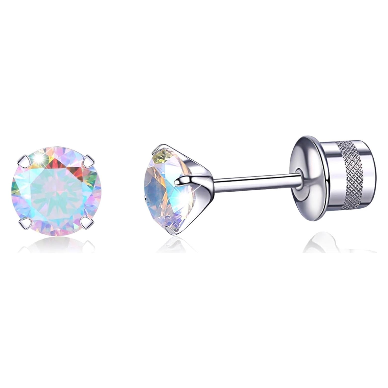 Pendientes de Titanio Hipoalergénicos 5mm con Cierre Tornillo