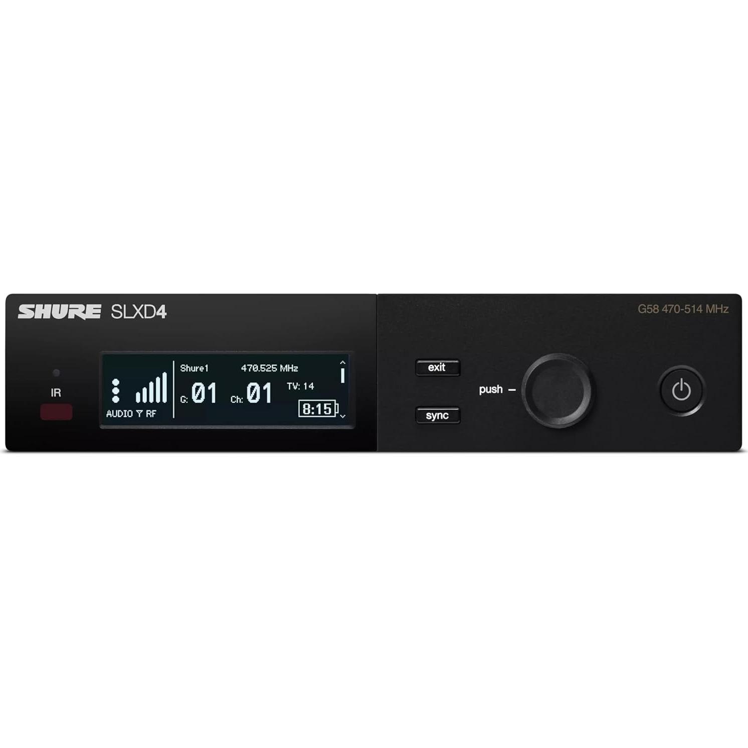 Sistema de micrófono inalámbrico Shure SLXD24/K8B - Transmisor SLXD2 y receptor SLXD4