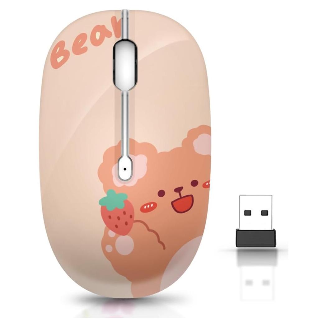 Ratón Inalámbrico JUHOO Kerry Bear, Óptico, Silencioso, 50g