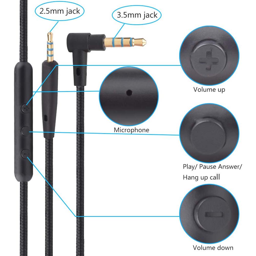 Cable de Reemplazo Sqrmekoko con Control Remoto para Bose QC35