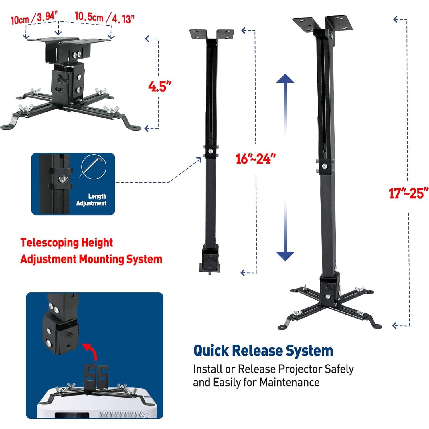 Soporte Universal para Proyector Homcine Negro Altura Ajustable 42.9-65.0 cm