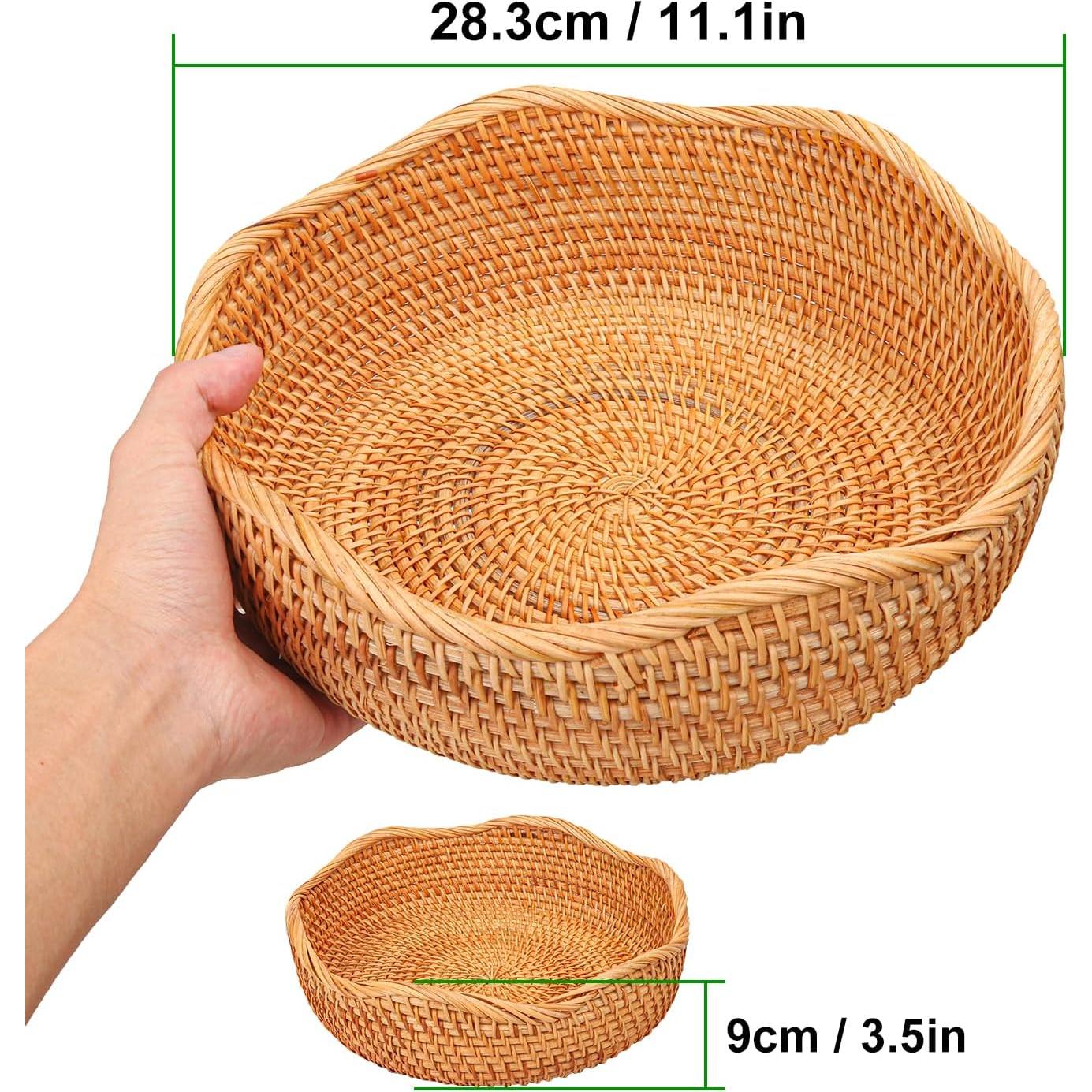 Cesta de Pan de Ratán Hecha a Mano 27 cm Geytetqi