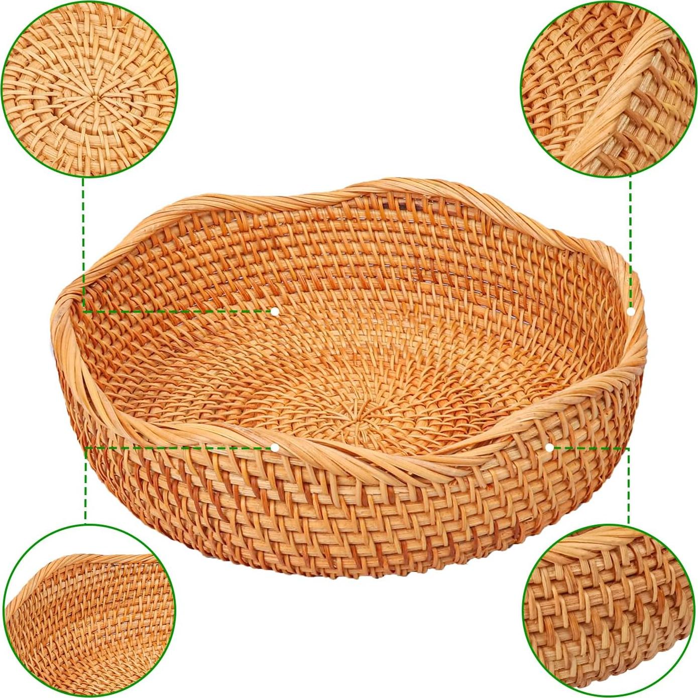 Cesta de Pan de Ratán Hecha a Mano 27 cm Geytetqi