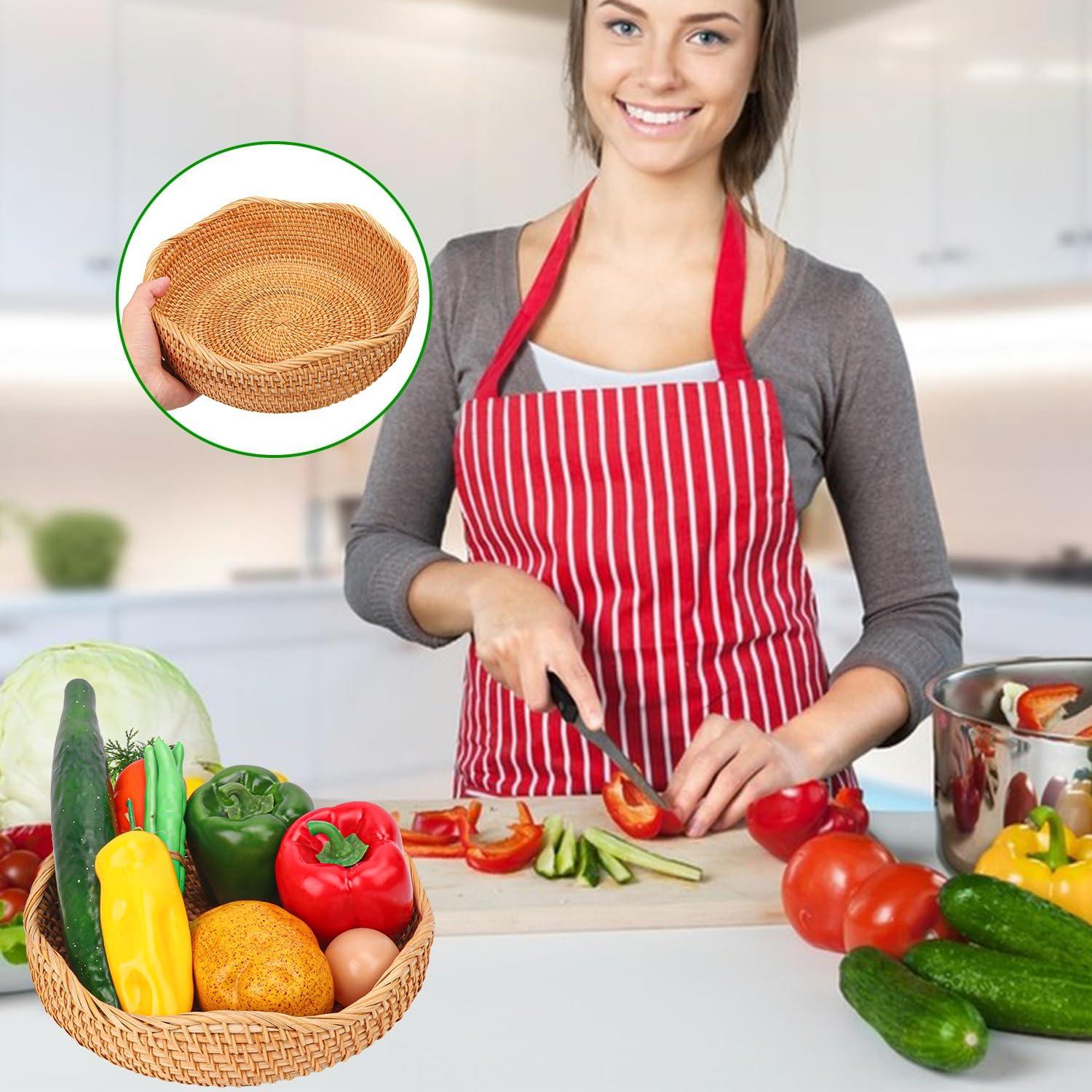 Cesta de Pan de Ratán Hecha a Mano 27 cm Geytetqi