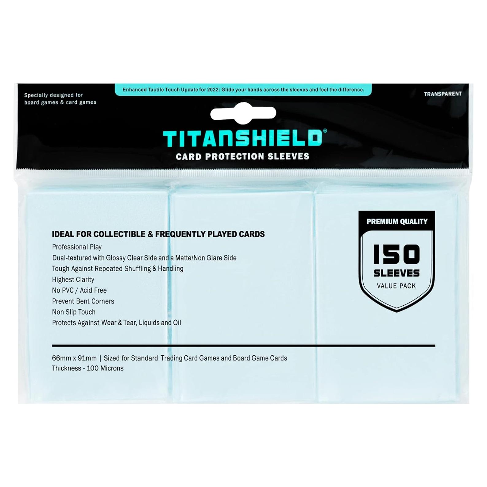 Fundas de Cartas TitanShield 150 Unidades 66x91mm Transparentes
