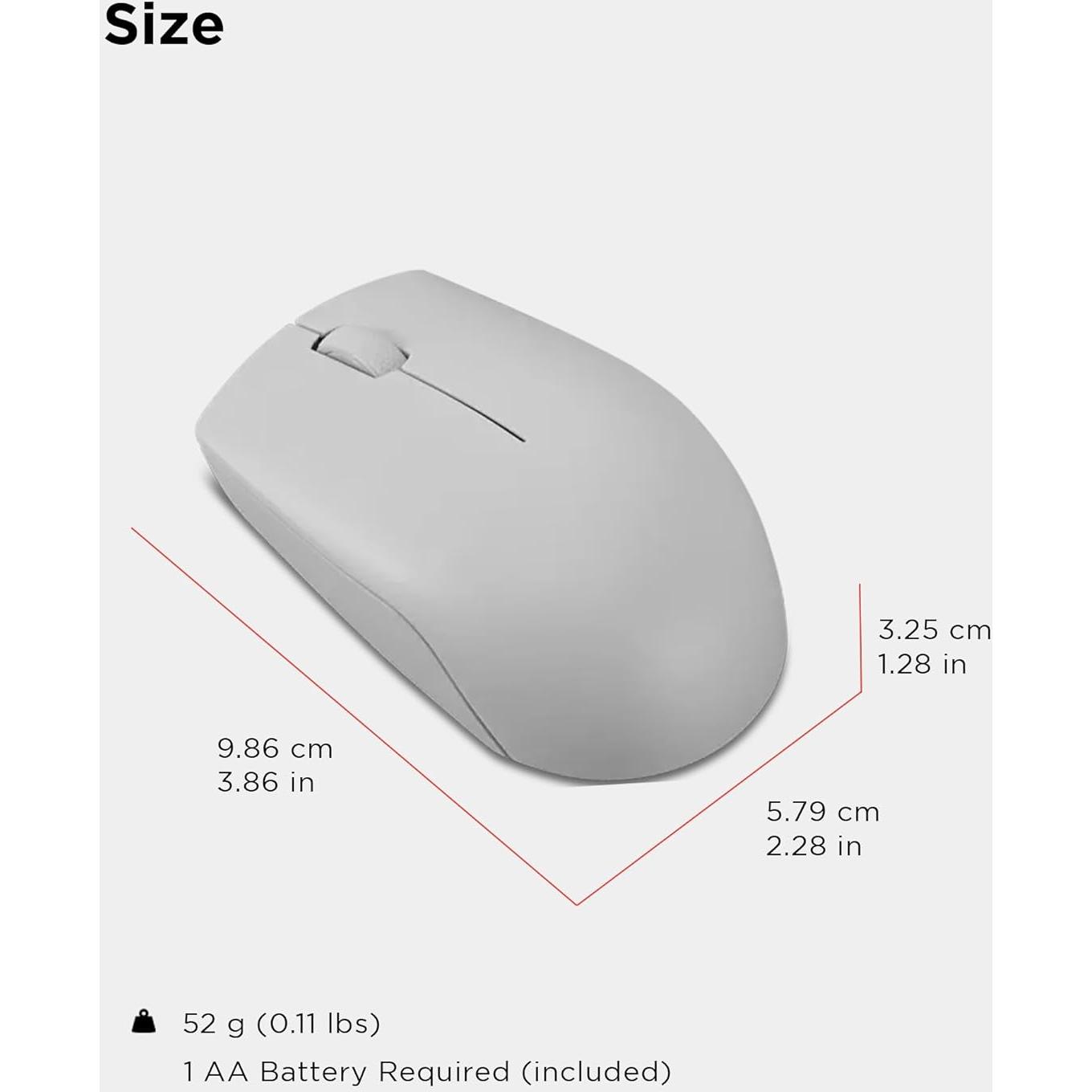 Ratón Inalámbrico Lenovo 300 - Compacto, 1000 DPI, Gris Ártico