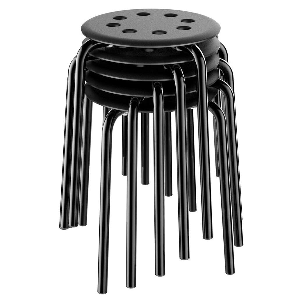 Taburetes de Plástico Apilables Yaheetech 5 Piezas Negro 44 cm