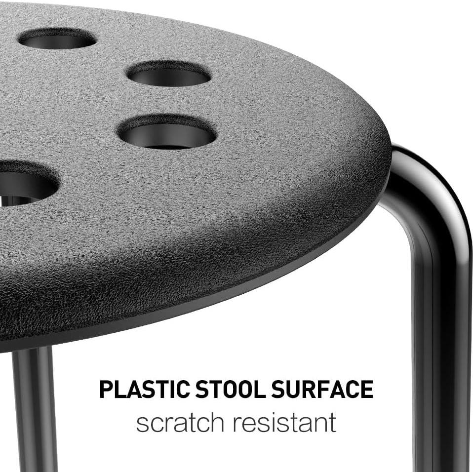 Taburetes de Plástico Apilables Yaheetech 5 Piezas Negro 44 cm