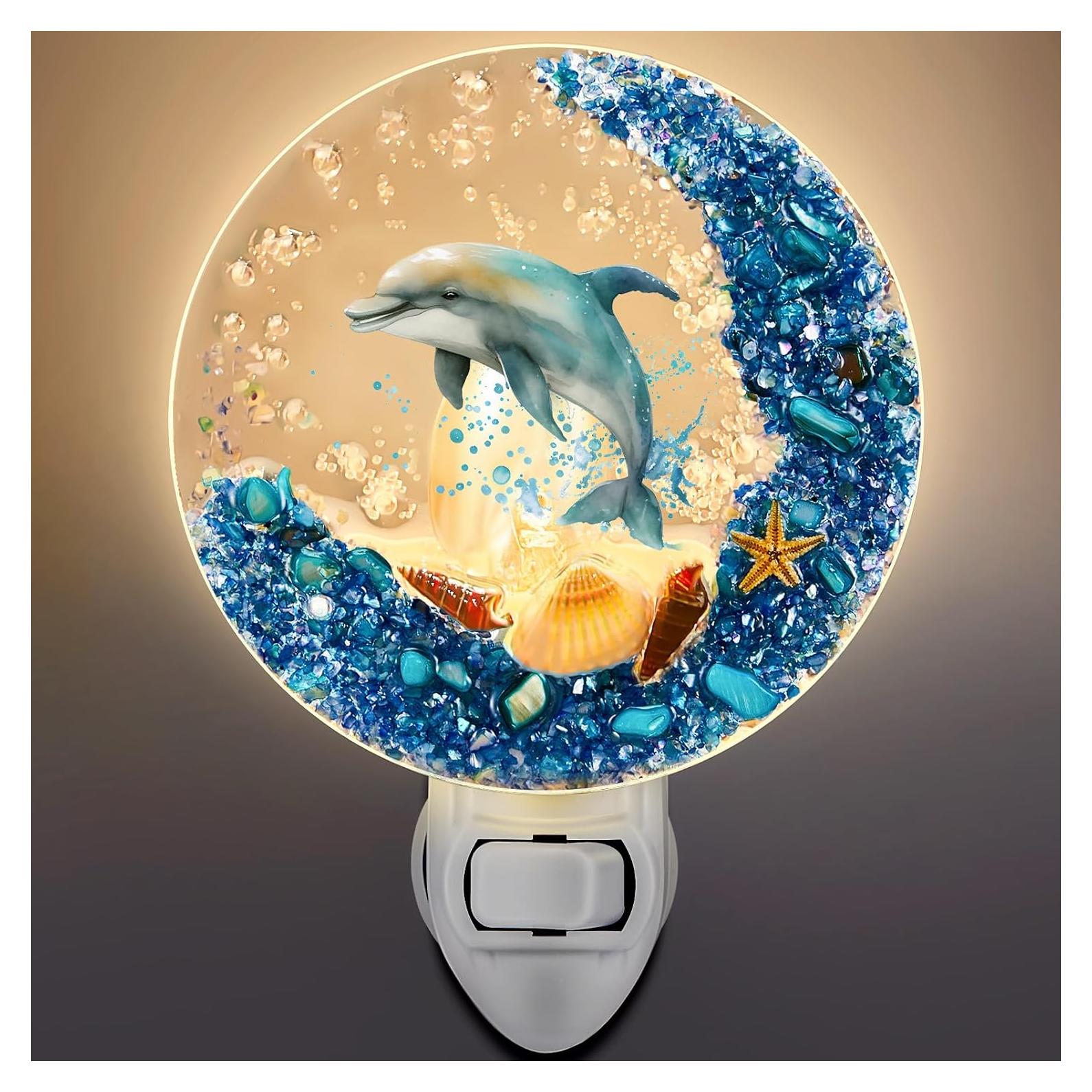 Luz Nocturna Enchufable Hortsun Delfín Decorativa 11.9cm