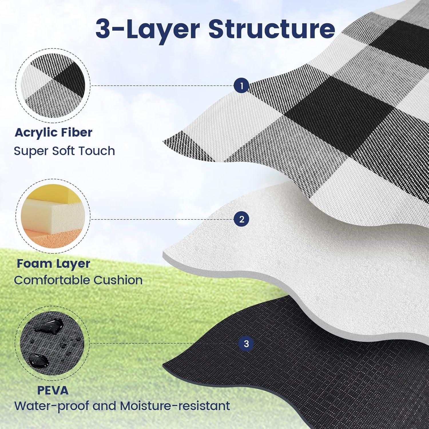 Manta de Picnic Impermeable Sapsisel 2.01m x 2.01m para 8 Personas