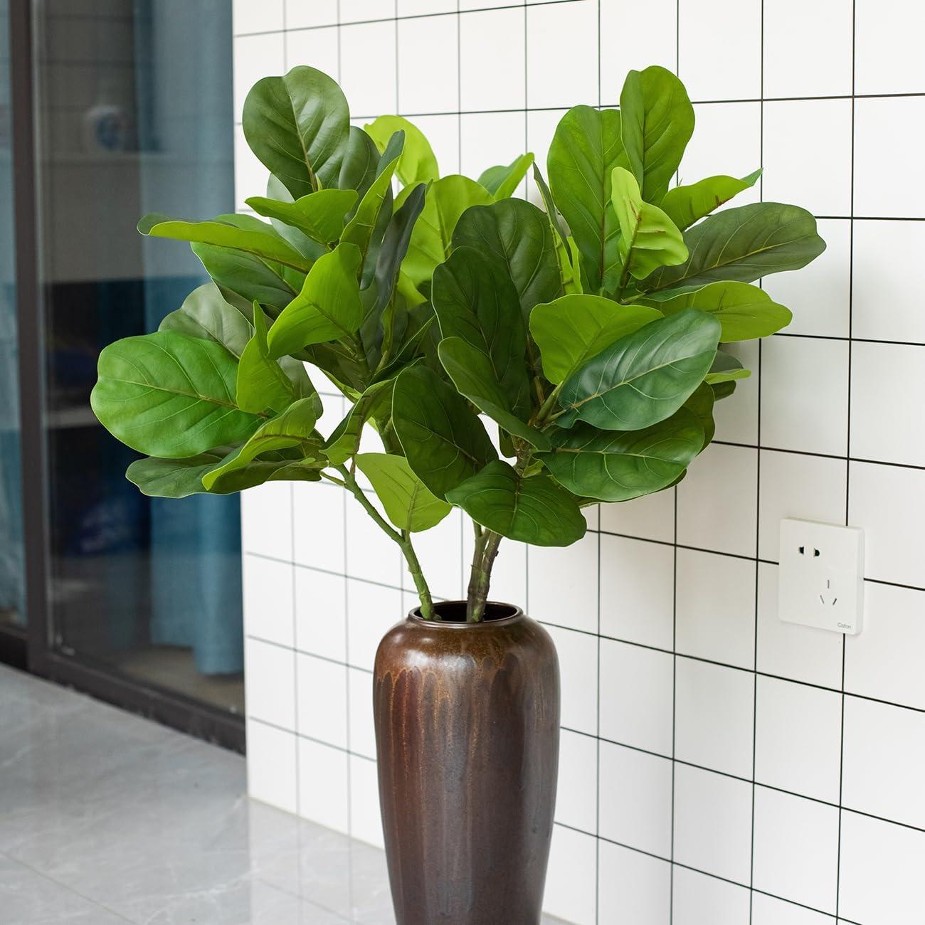 3 Ramas Artificiales Heleze Ficus Lyrata 85 cm Verde Decoración