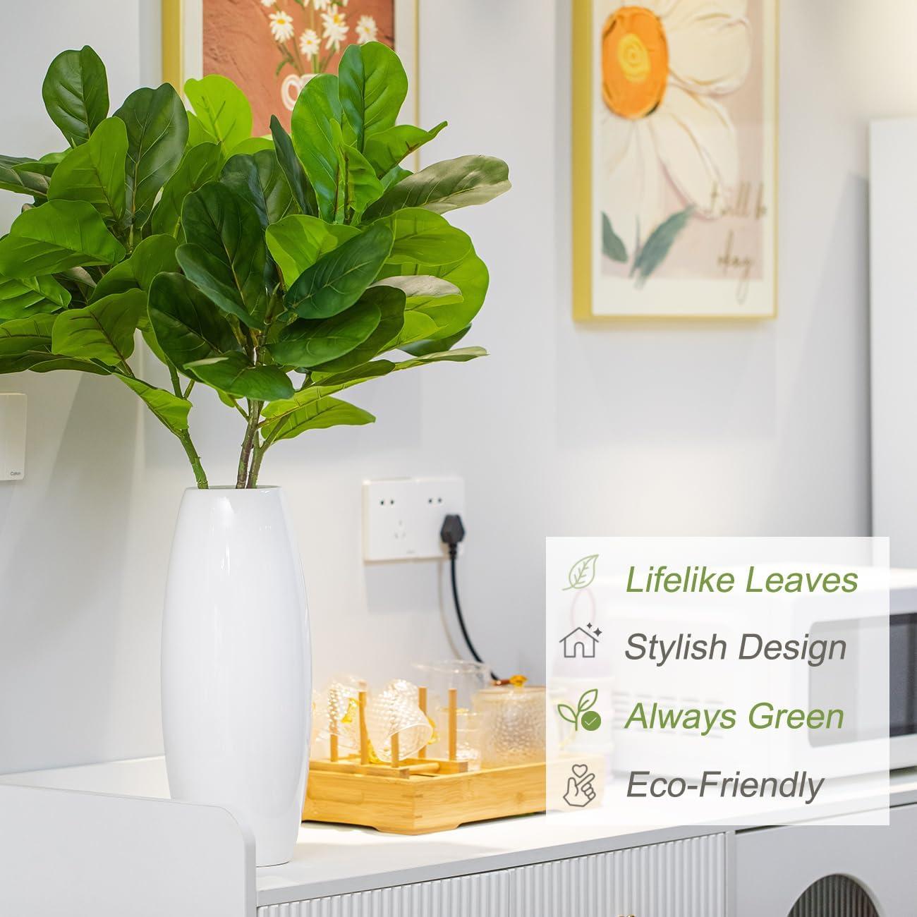 3 Ramas Artificiales Heleze Ficus Lyrata 85 cm Verde Decoración