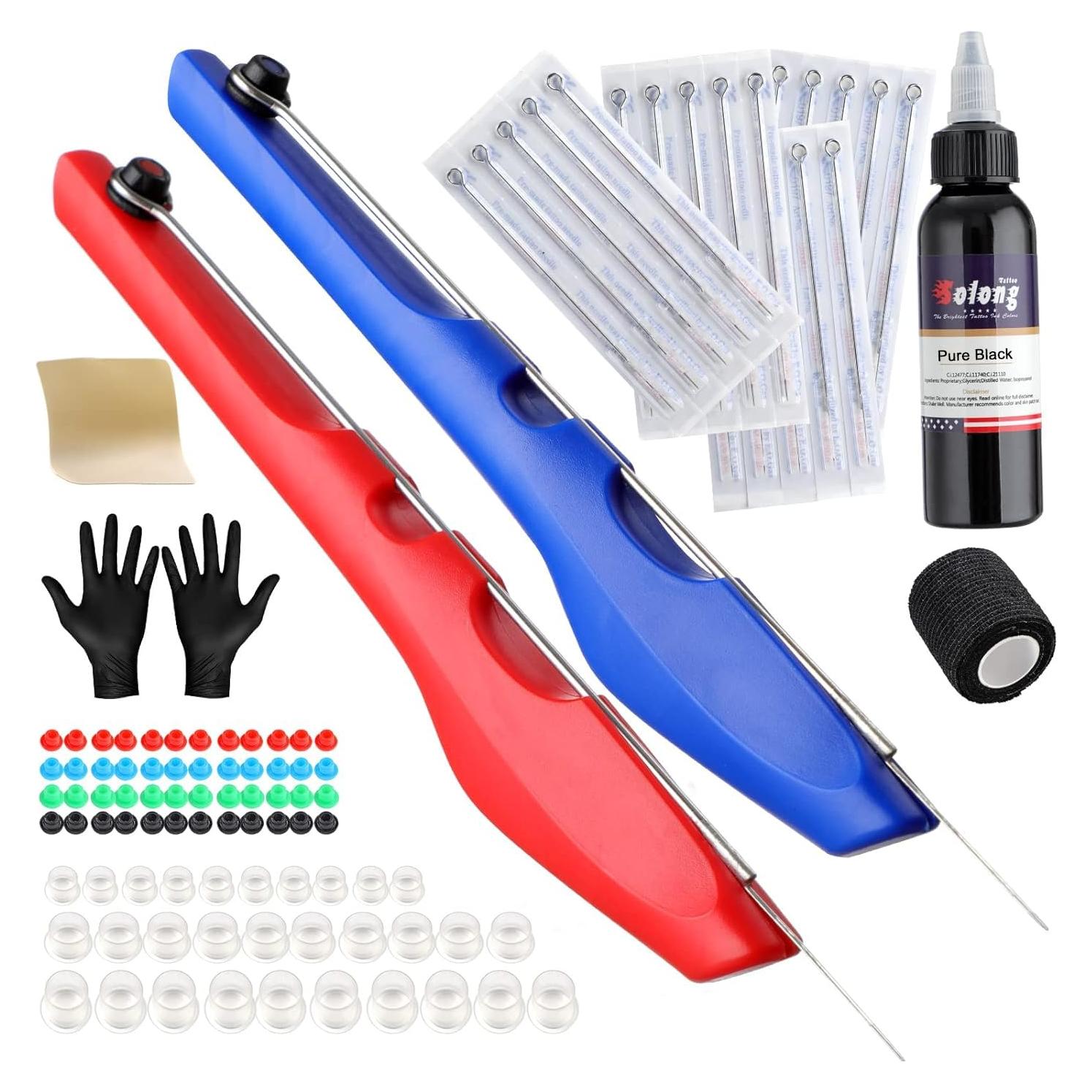 Kit de Tatuaje Poke Solong 2 Piezas con Tinta y Agujas