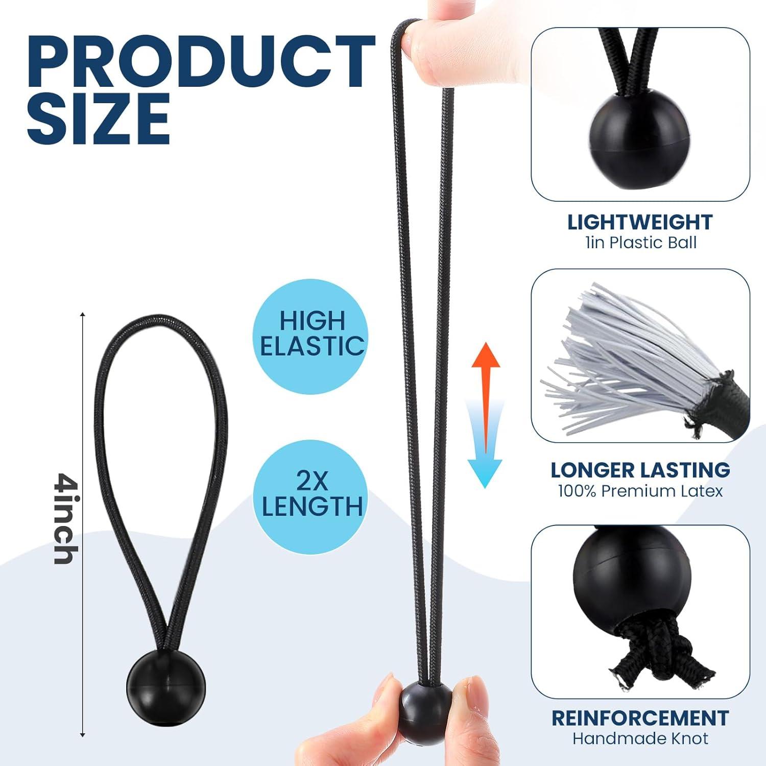 100 Cuerdas Bungee Negras 4" Wowangce Alta Resistencia