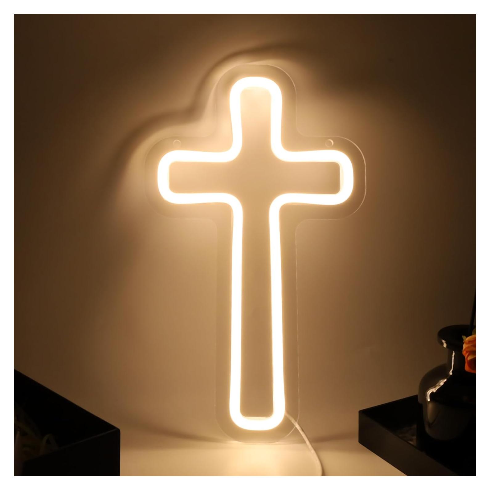 Signo LED Cruz Blanca XUENEYSILED Decoración Pared 25.4cm