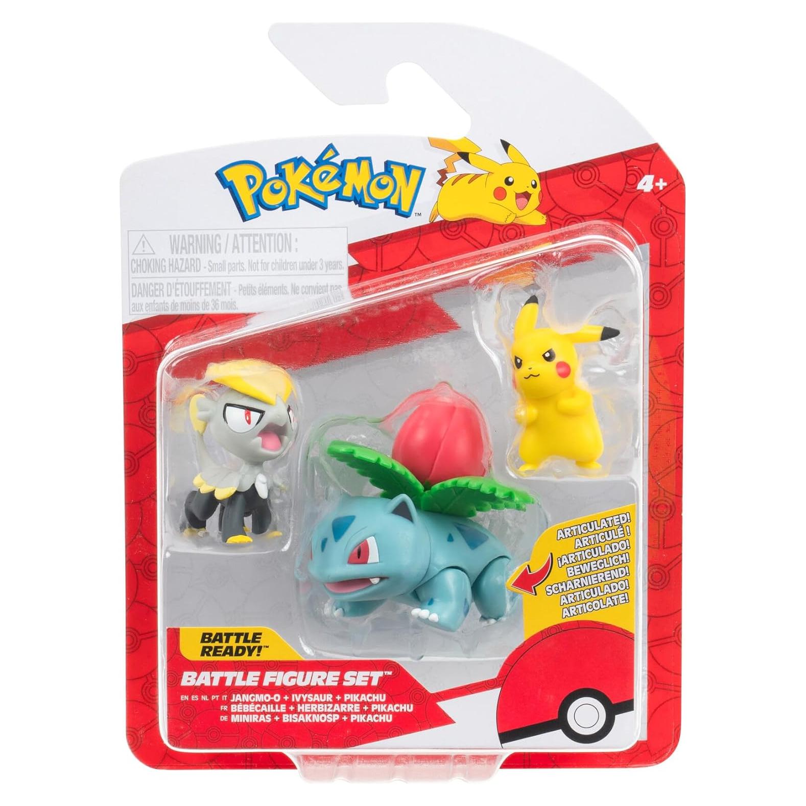 PKW3893 Battle Figure Set - Pikachu, Miniras, Bisaknosp, Official Figure Set