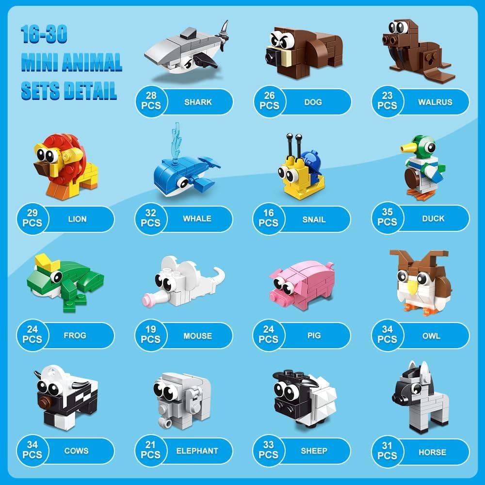 HOGOKIDS 30 Paquetes de Regalos de Bloques de Animales 867 Piezas