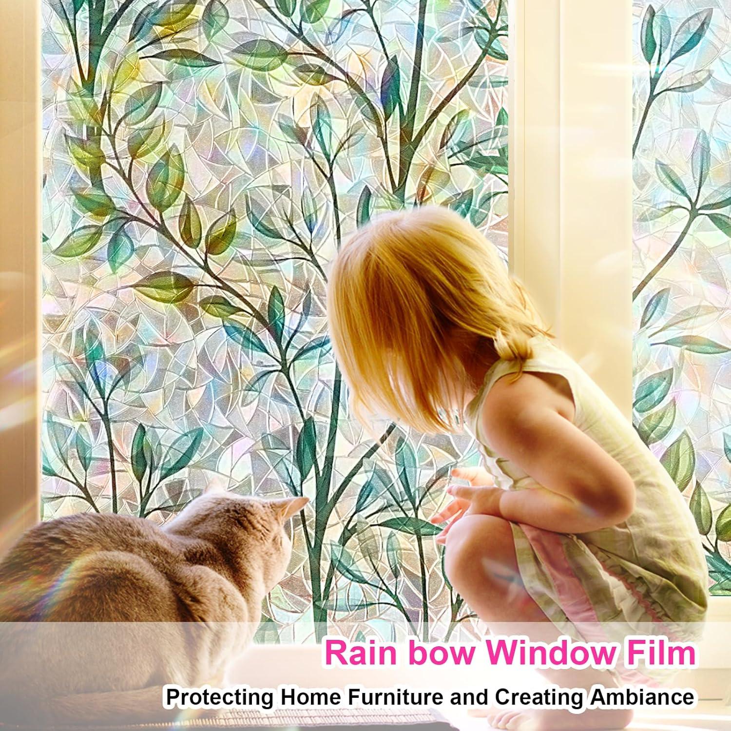 Película Decorativa para Ventanas INEFARO Hojas Arcoíris 44.5x200 cm