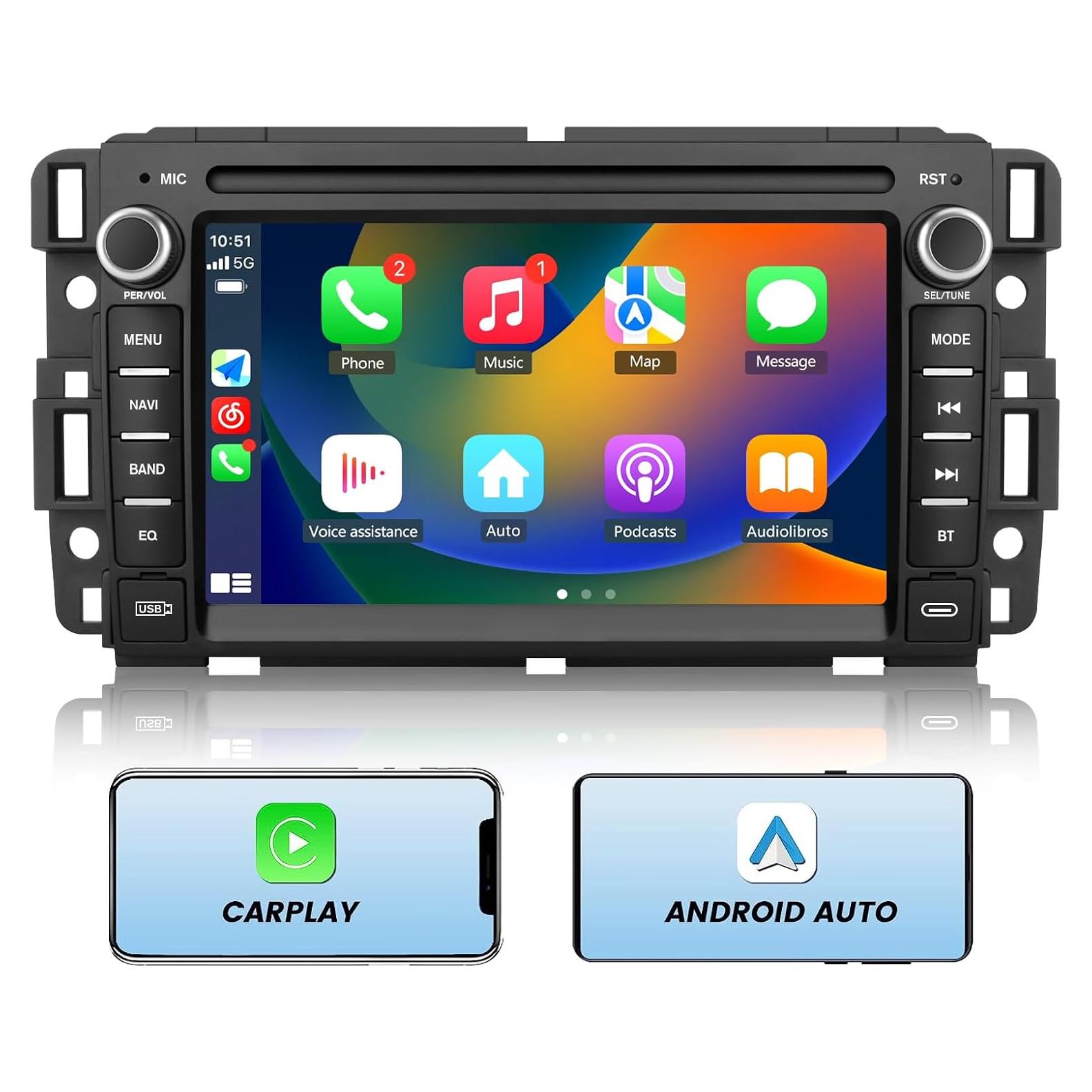 Estéreo de Coche AWESAFE para Chevy Silverado 2007-2013 - Carplay, Android Auto, Bluetooth, GPS