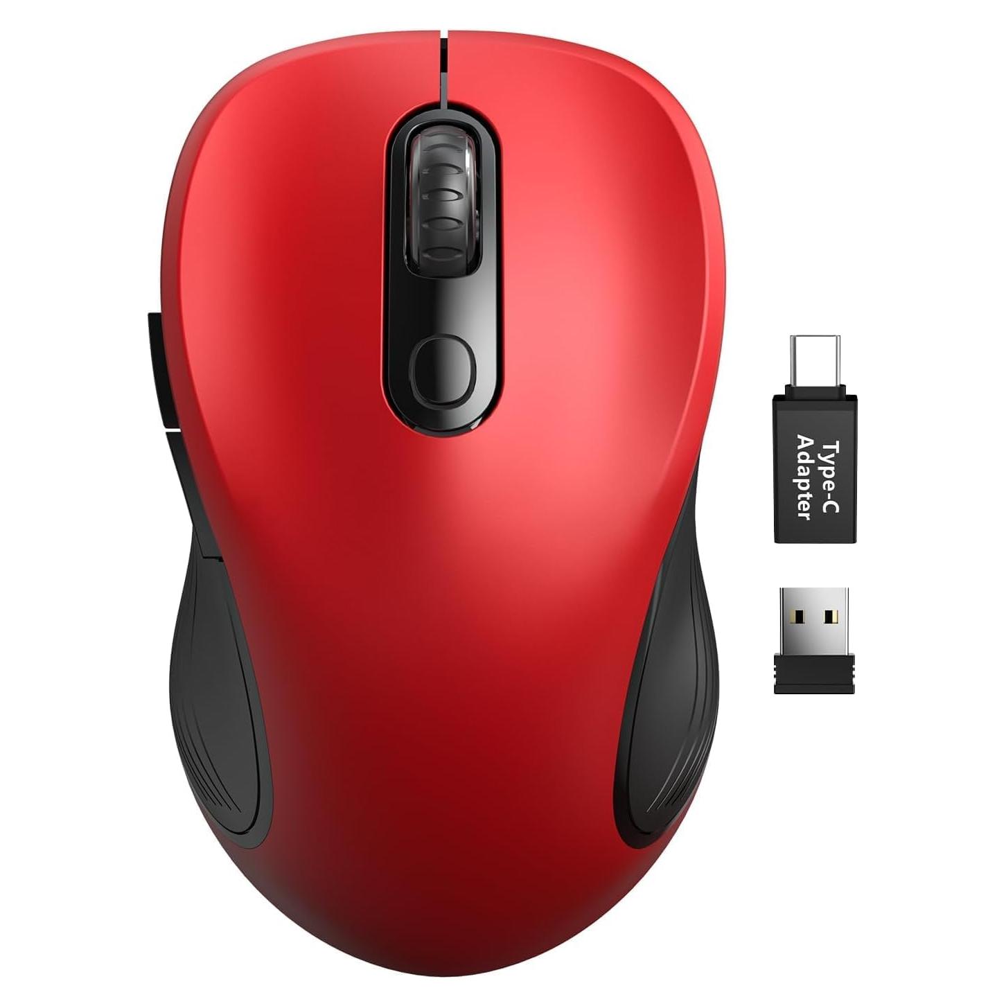 Mouse Inalámbrico Ergonomico Trueque Rojo 2.4GHz 6 Botones