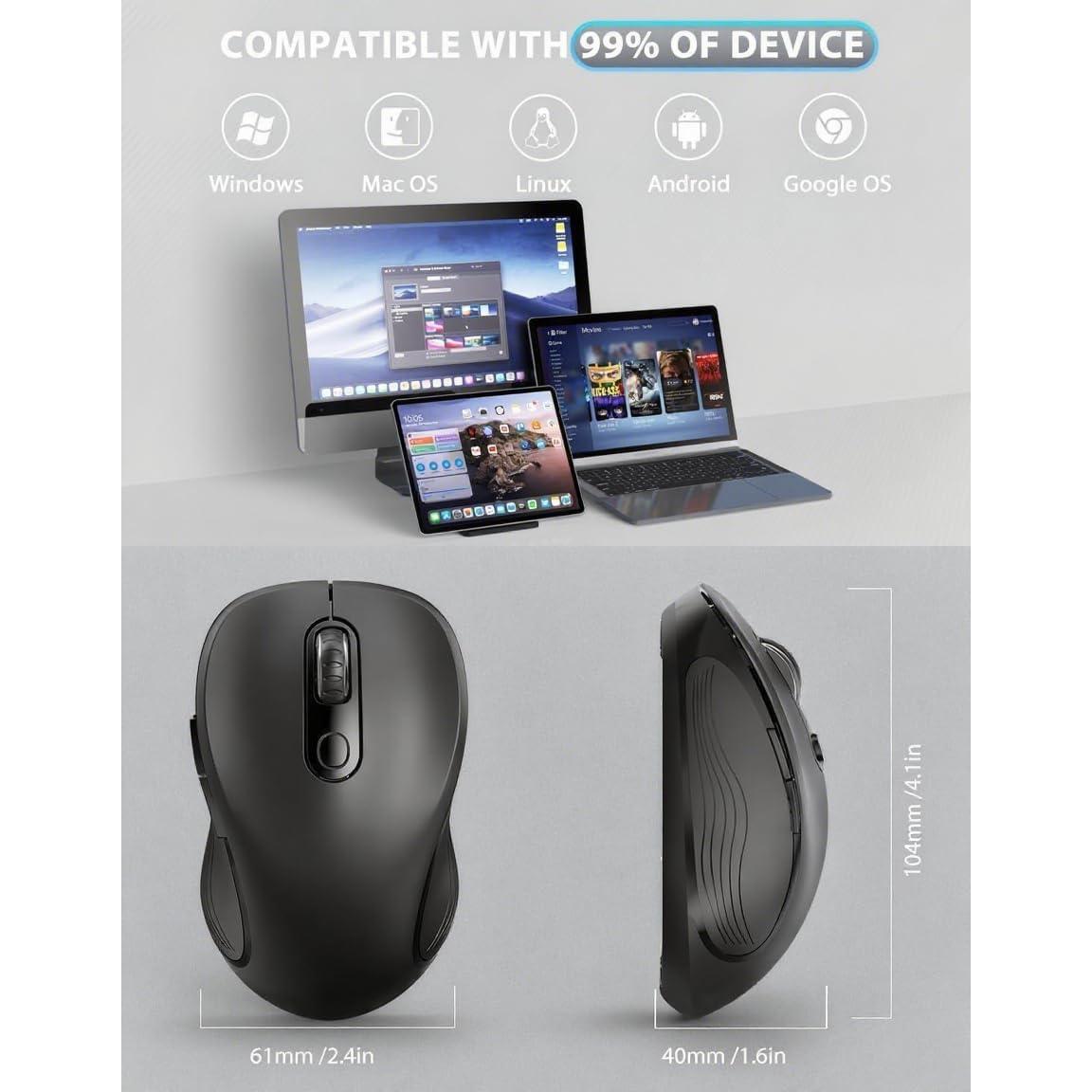 Mouse Inalámbrico Ergonómico Trueque USB 2.4GHz 6 Botones