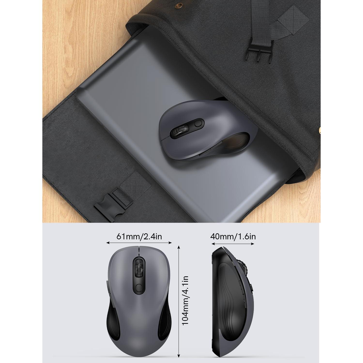 Mouse Inalambrico Ergonomico Trueque 2.4GHz 6 Botones Gris