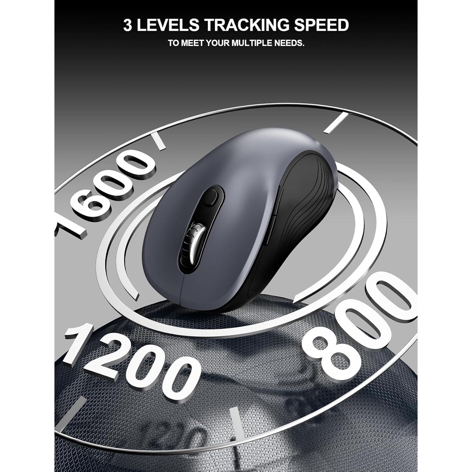 Mouse Inalambrico Ergonomico Trueque 2.4GHz 6 Botones Gris