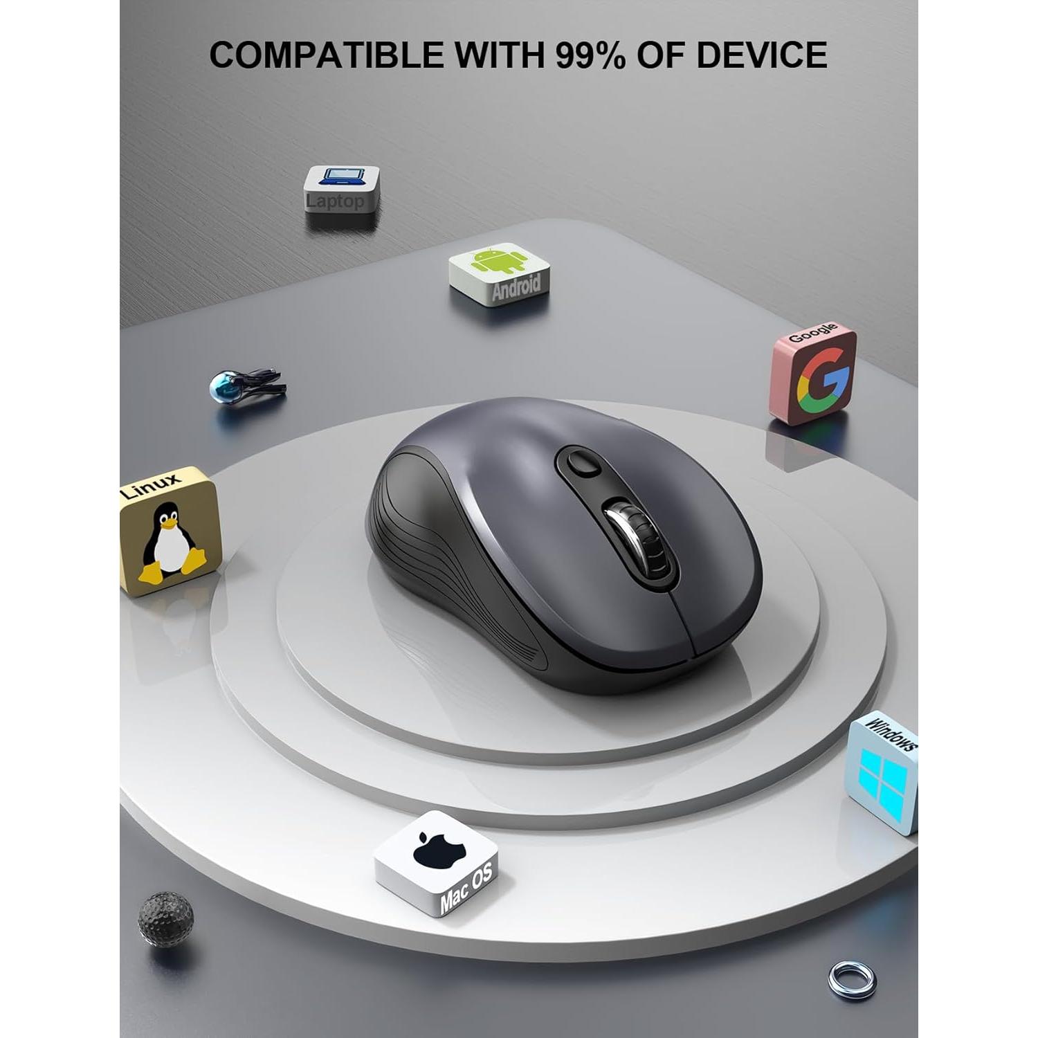 Mouse Inalambrico Ergonomico Trueque 2.4GHz 6 Botones Gris