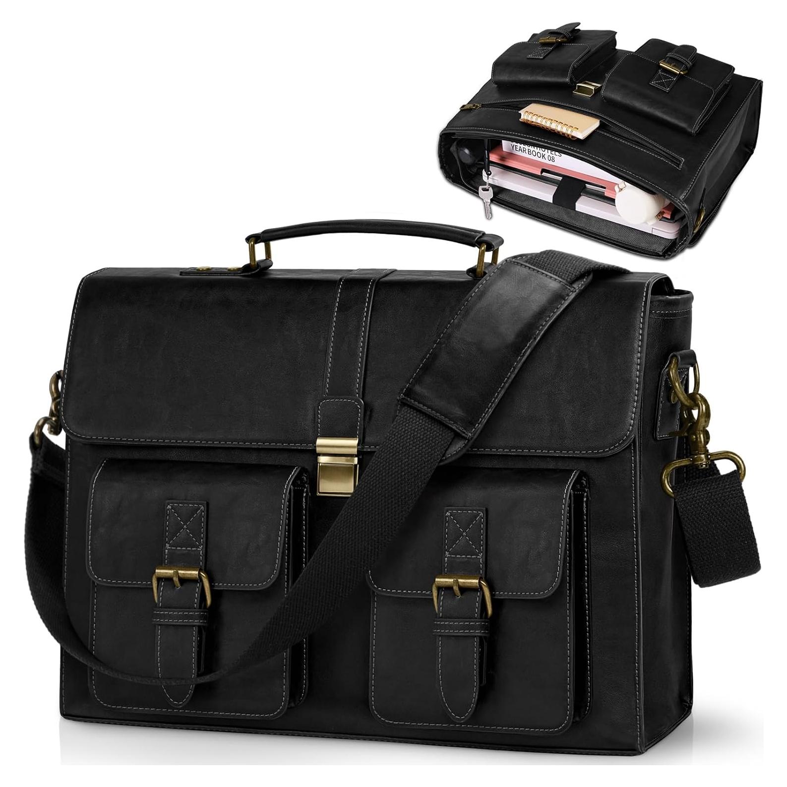 Bolsa de Mensajero Rainsmore 15.6" Cuero Vintage Impermeable